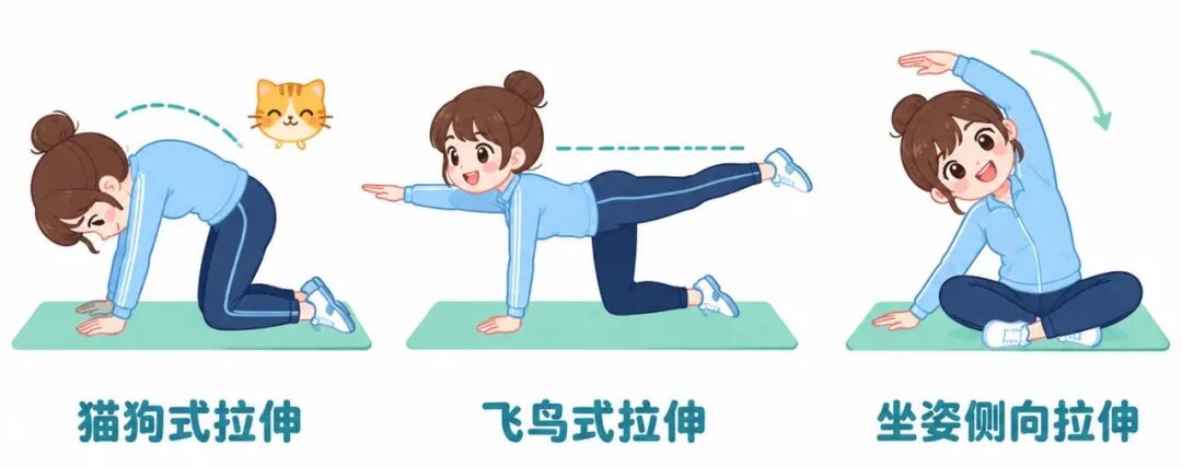 横版科普示意图_猫狗飞鸟坐姿拉伸_卡通手绘白底.jpg 横版科普示意图_猫狗飞鸟坐姿拉伸_卡通手绘白底.jpg